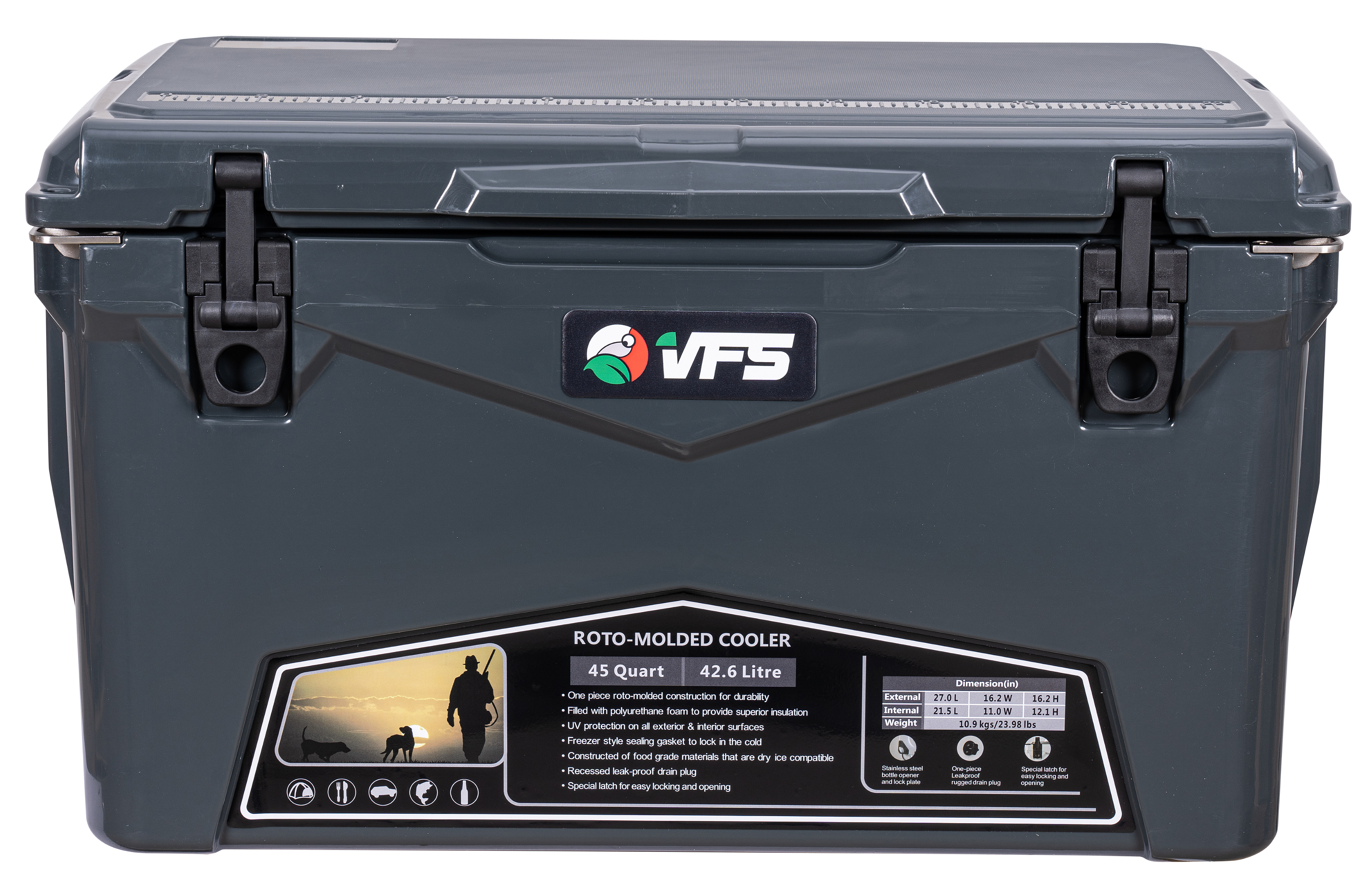 COOLER POLAR 45QT - DARK GRAY
