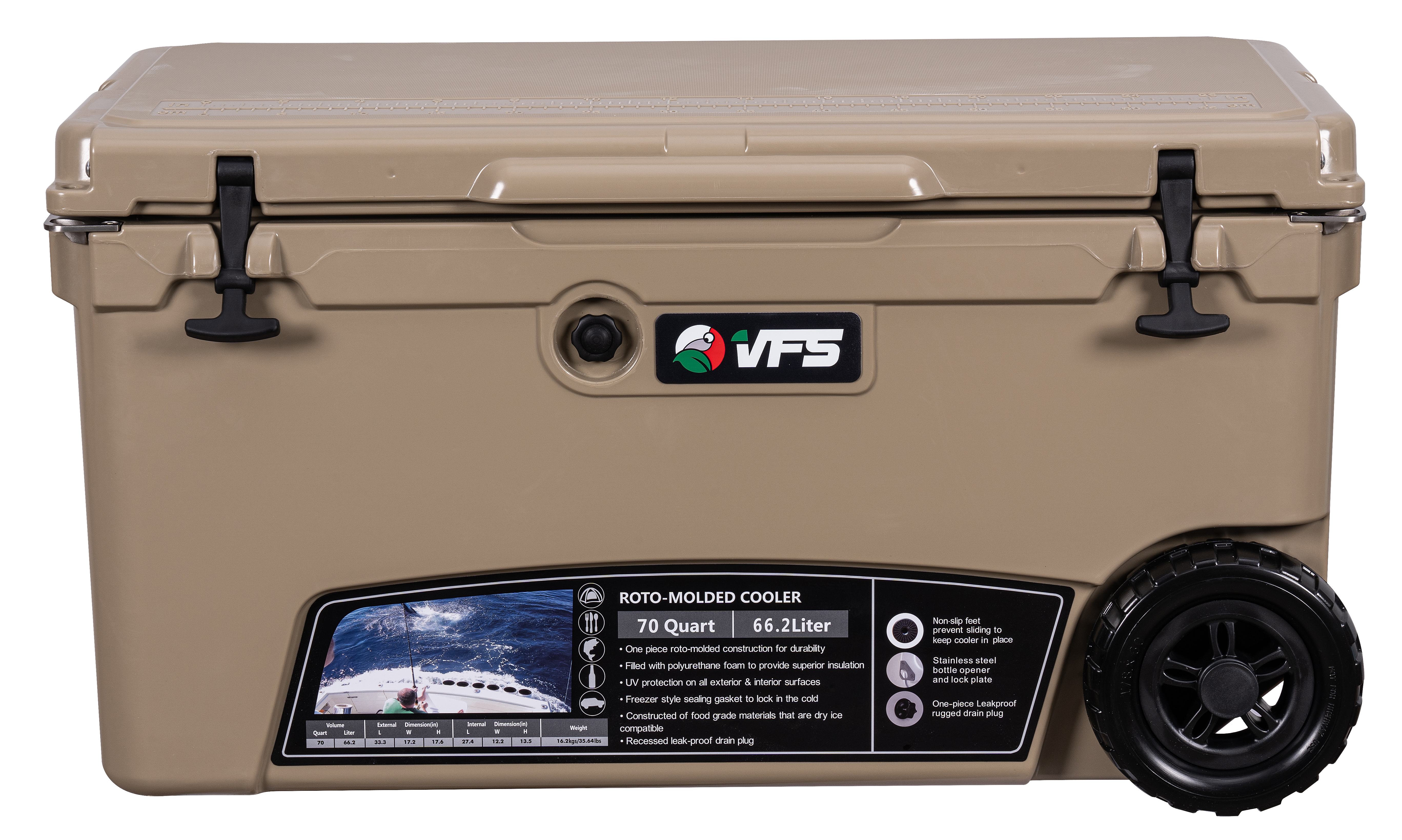 COOLER ICE 70QT CON RUEDAS - SAND