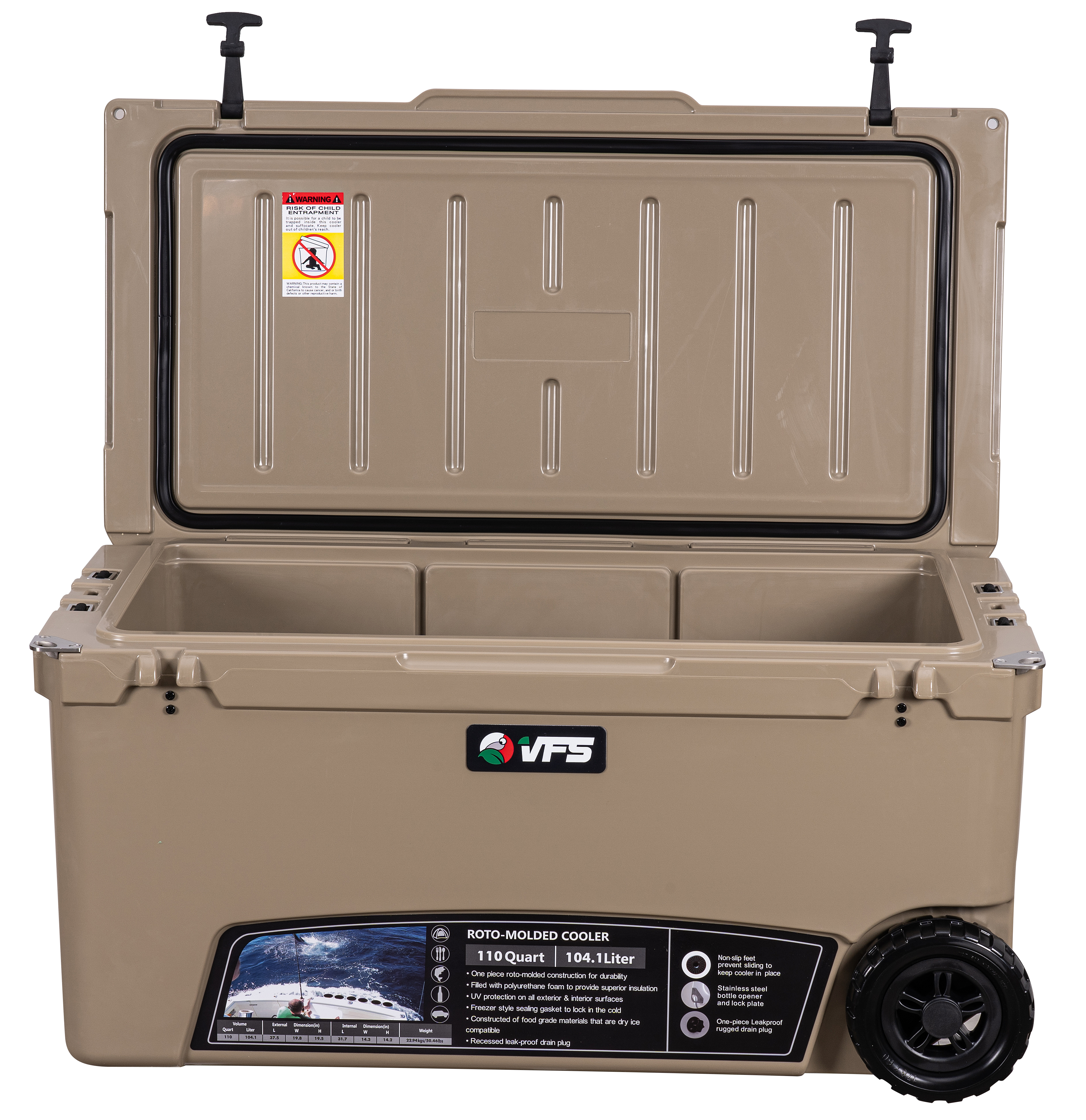 COOLER 110QT W/WHEEL - SAND