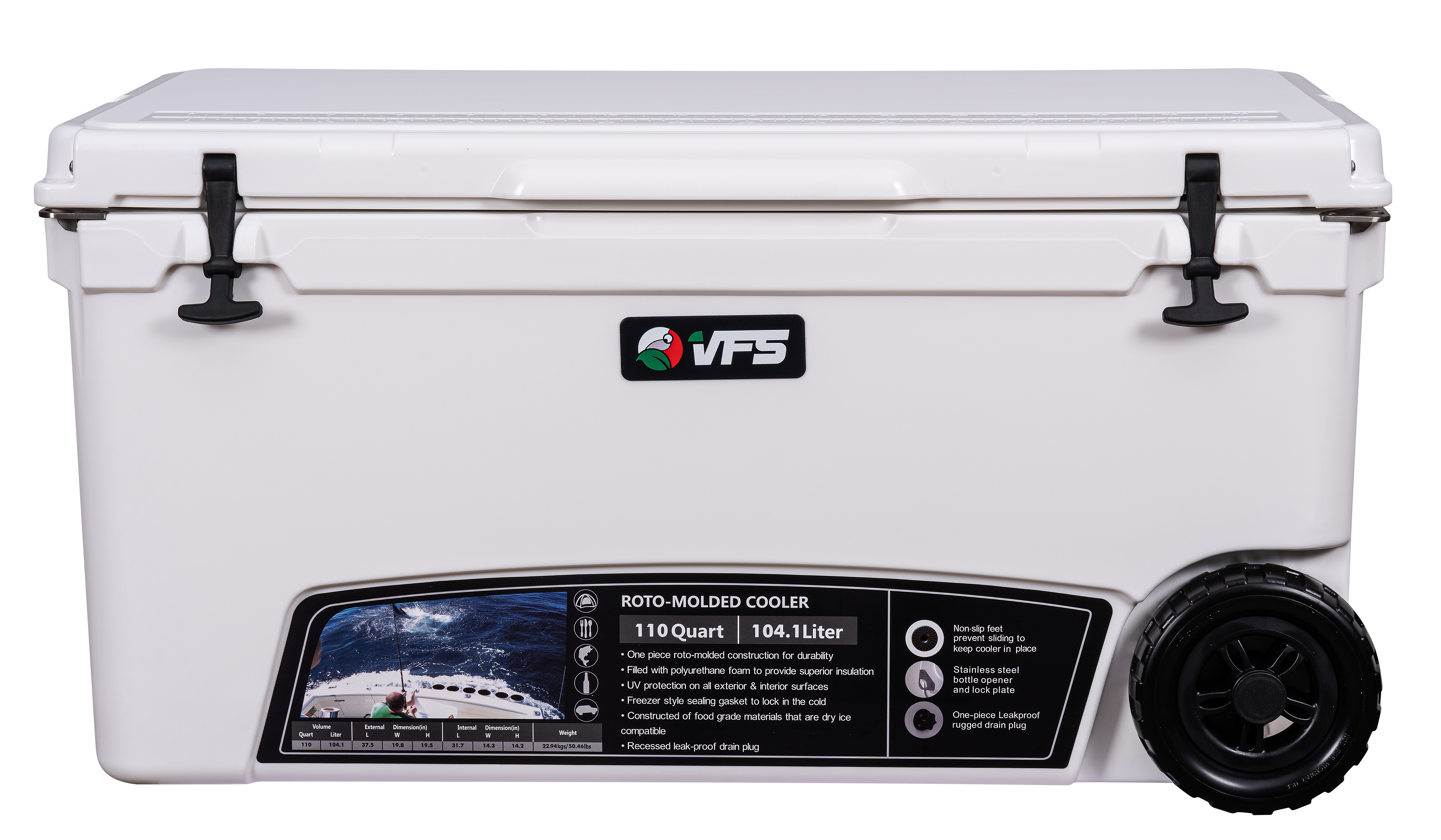COOLER ICE 110QT CON RUEDAS - BLANCO