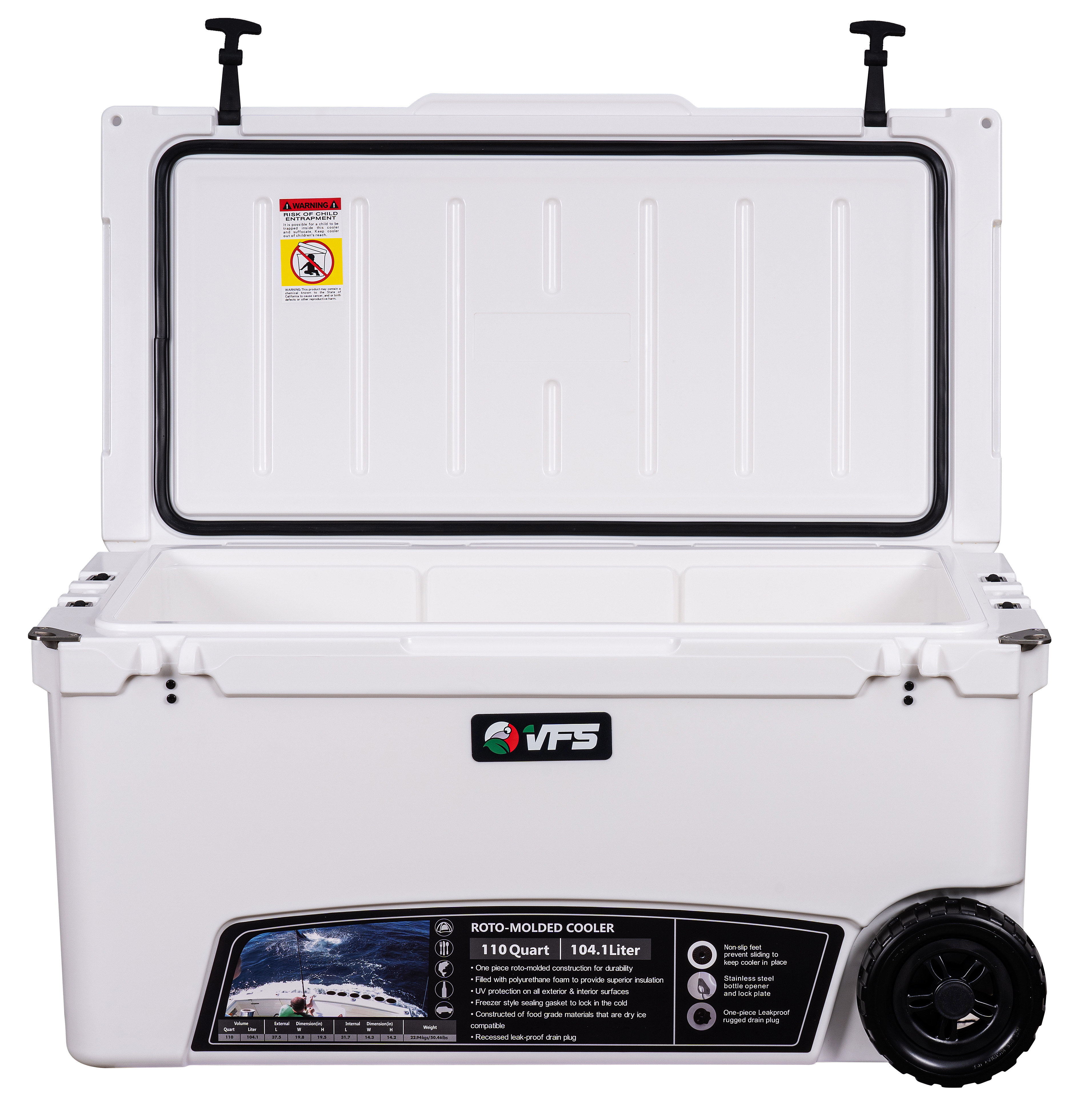 COOLER ICE 110QT CON RUEDAS - BLANCO