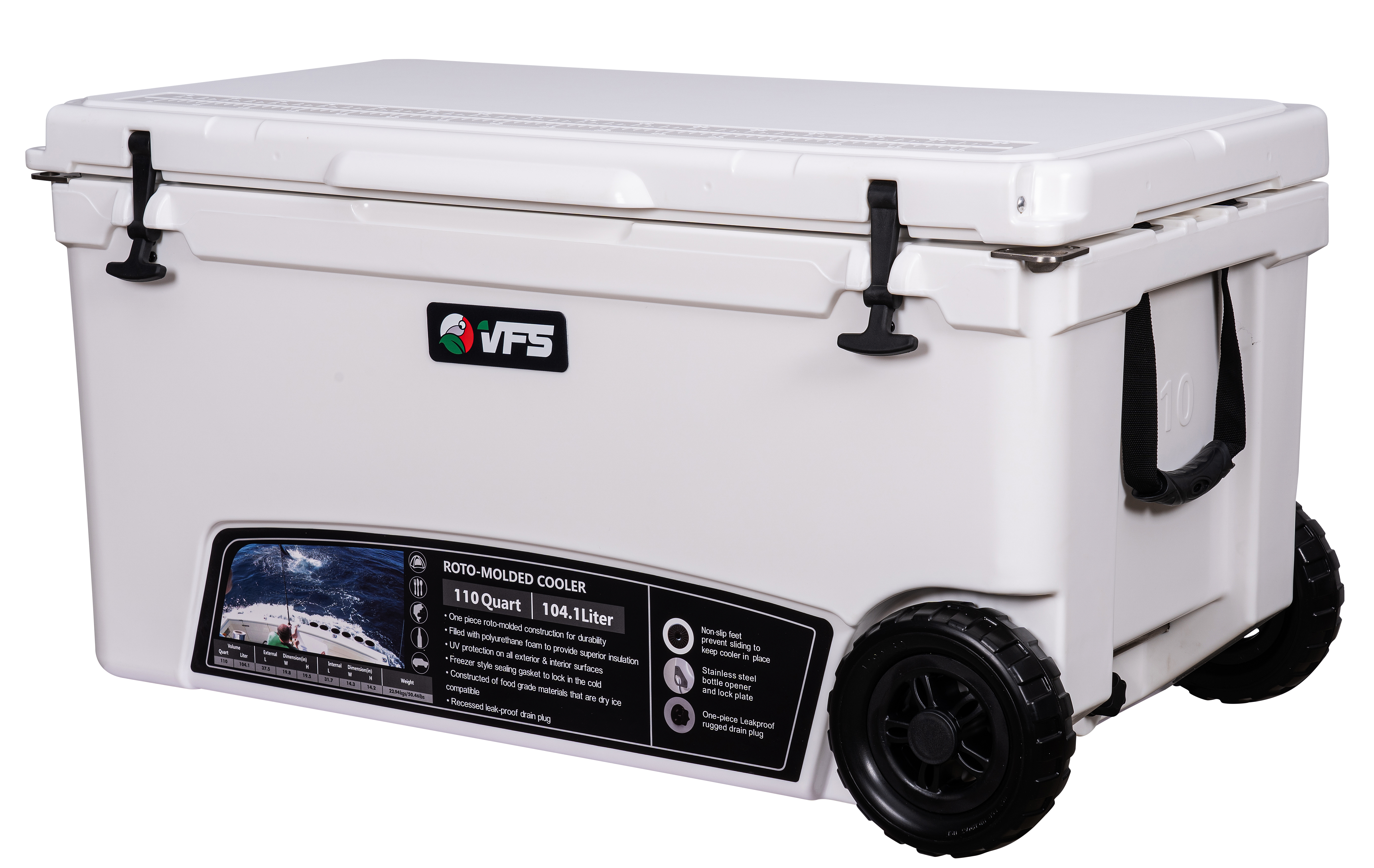 COOLER ICE 110QT CON RUEDAS - BLANCO