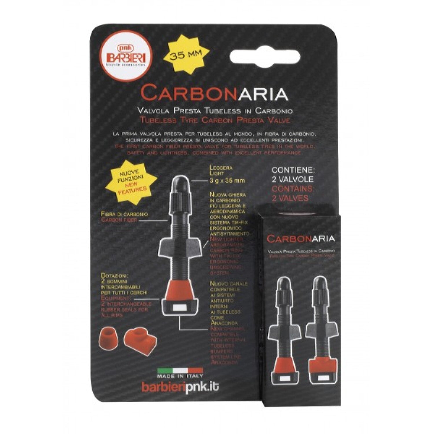 Valvulas Tubeless 35Mm Carbonaria + Accesorios