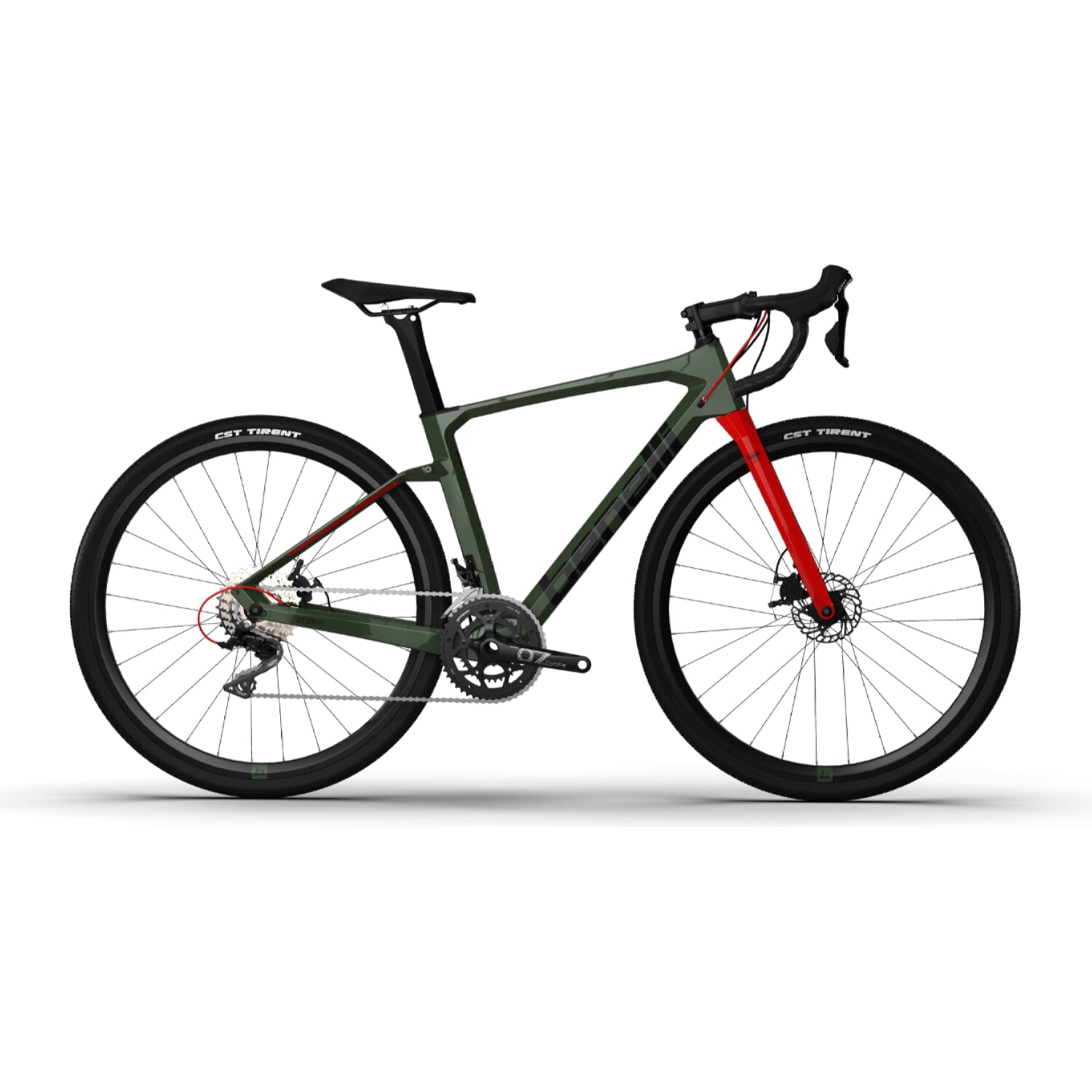 Bicicleta Gravel Benelli Carb. (G22 1.0 Adv Carb) Color Verde Militar/Negro Talla L