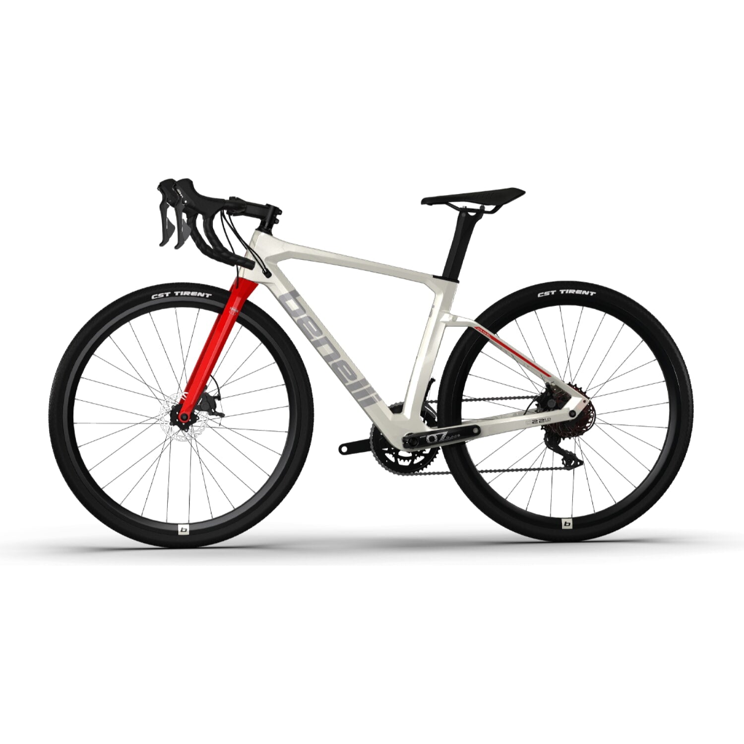 Bicicleta Gravel Benelli Carb. (G22 1.0 Adv Carb) Color Blanco/Plata Talla L