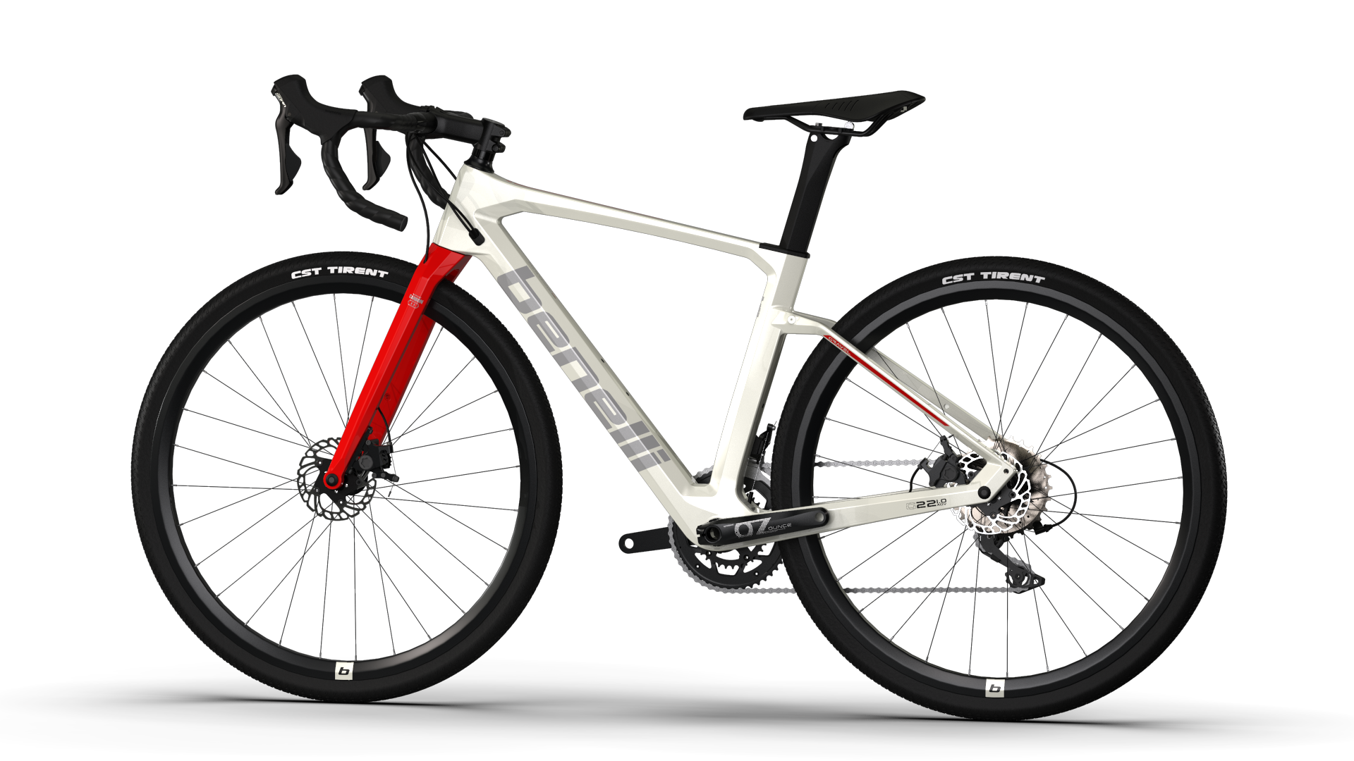 Bicicleta Gravel Benelli Carb. (G22 1.0 Adv Carb) Color Blanco/Plata Talla M