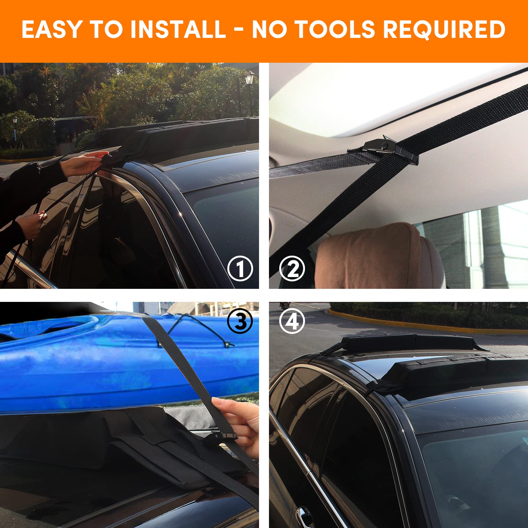 Soporte Para Kayak (Techo/Auto) - De Poliéster Negro