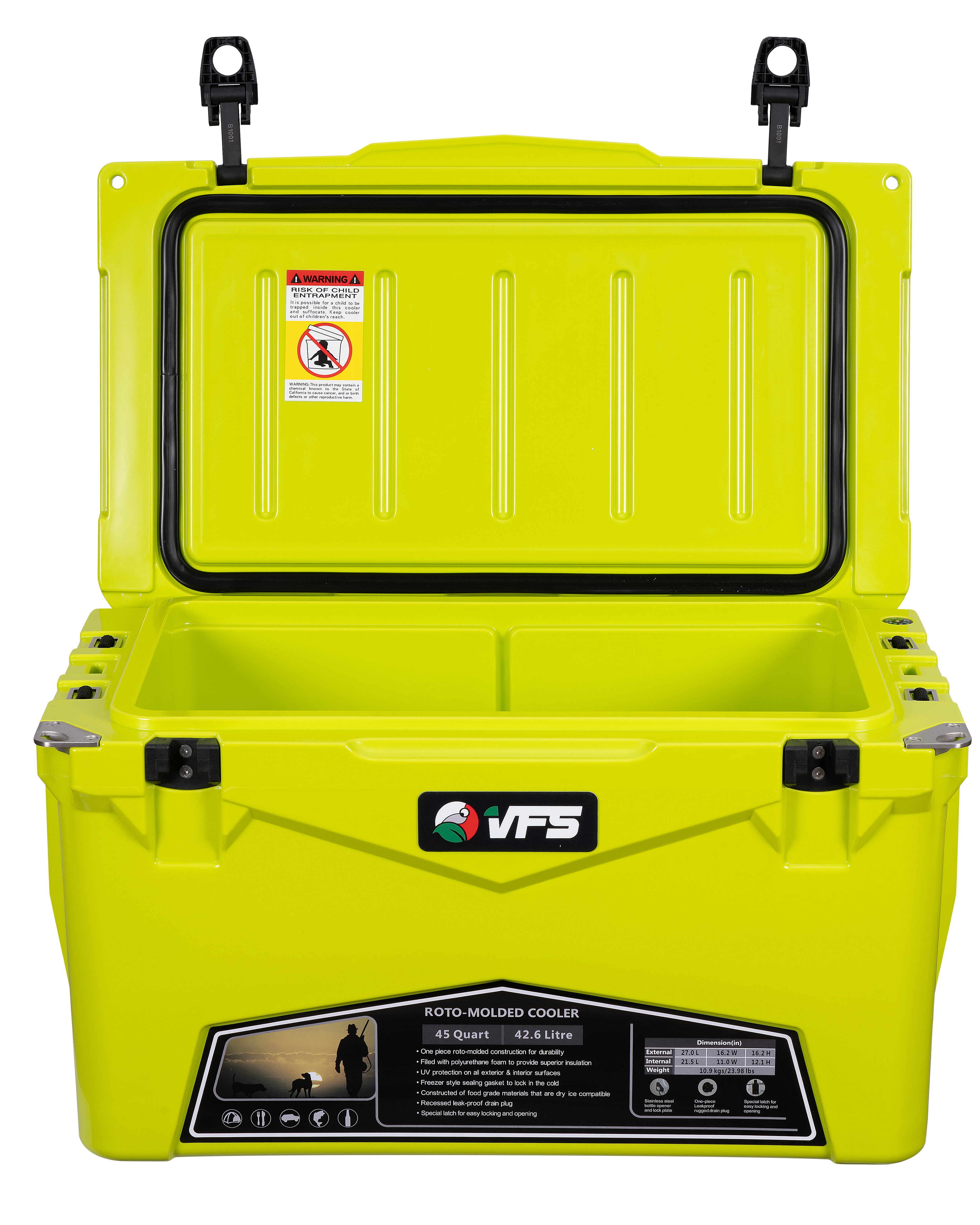 COOLER POLAR 45QT - YELLOW FLUO