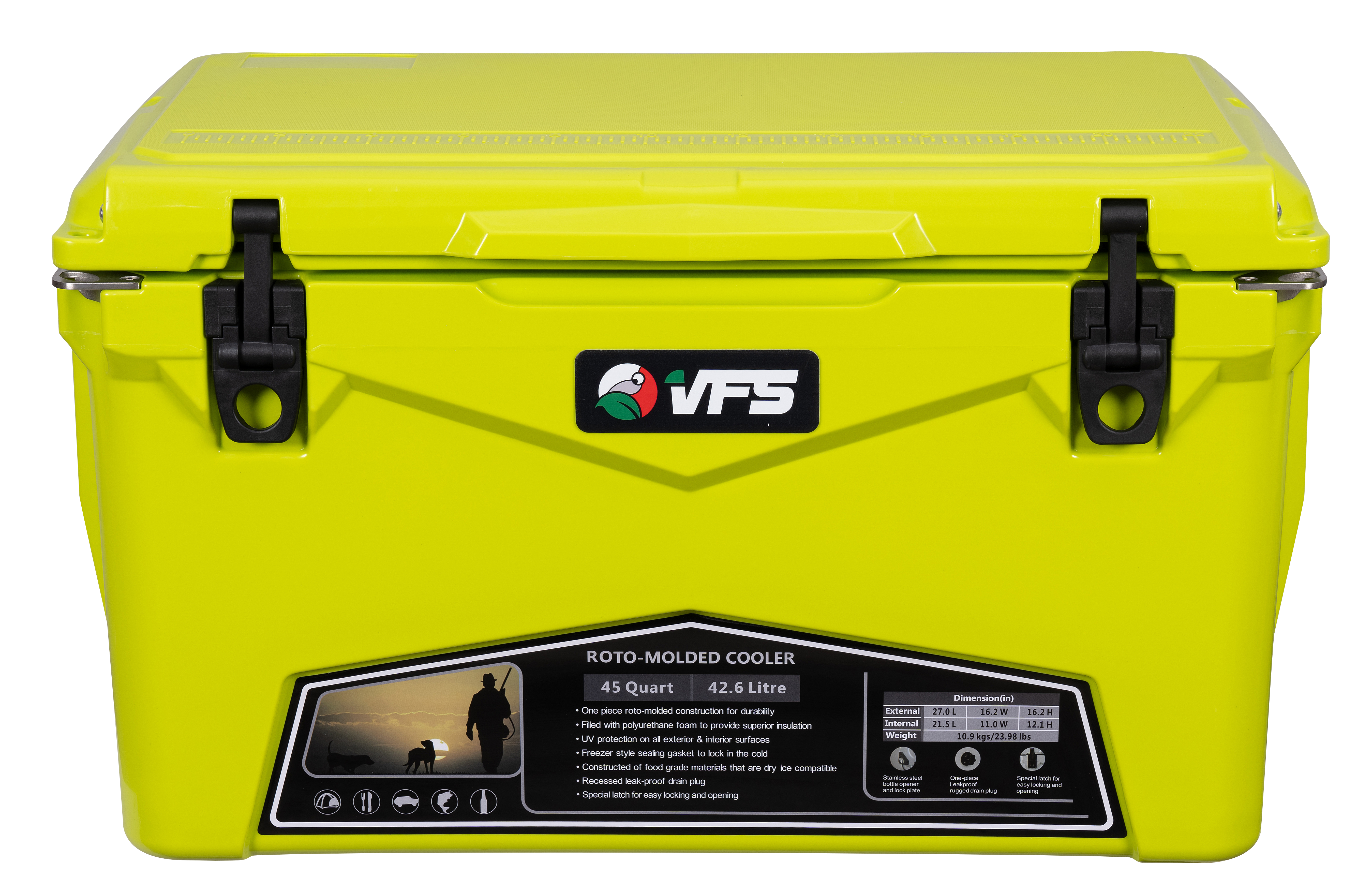 COOLER POLAR 45QT - YELLOW FLUO