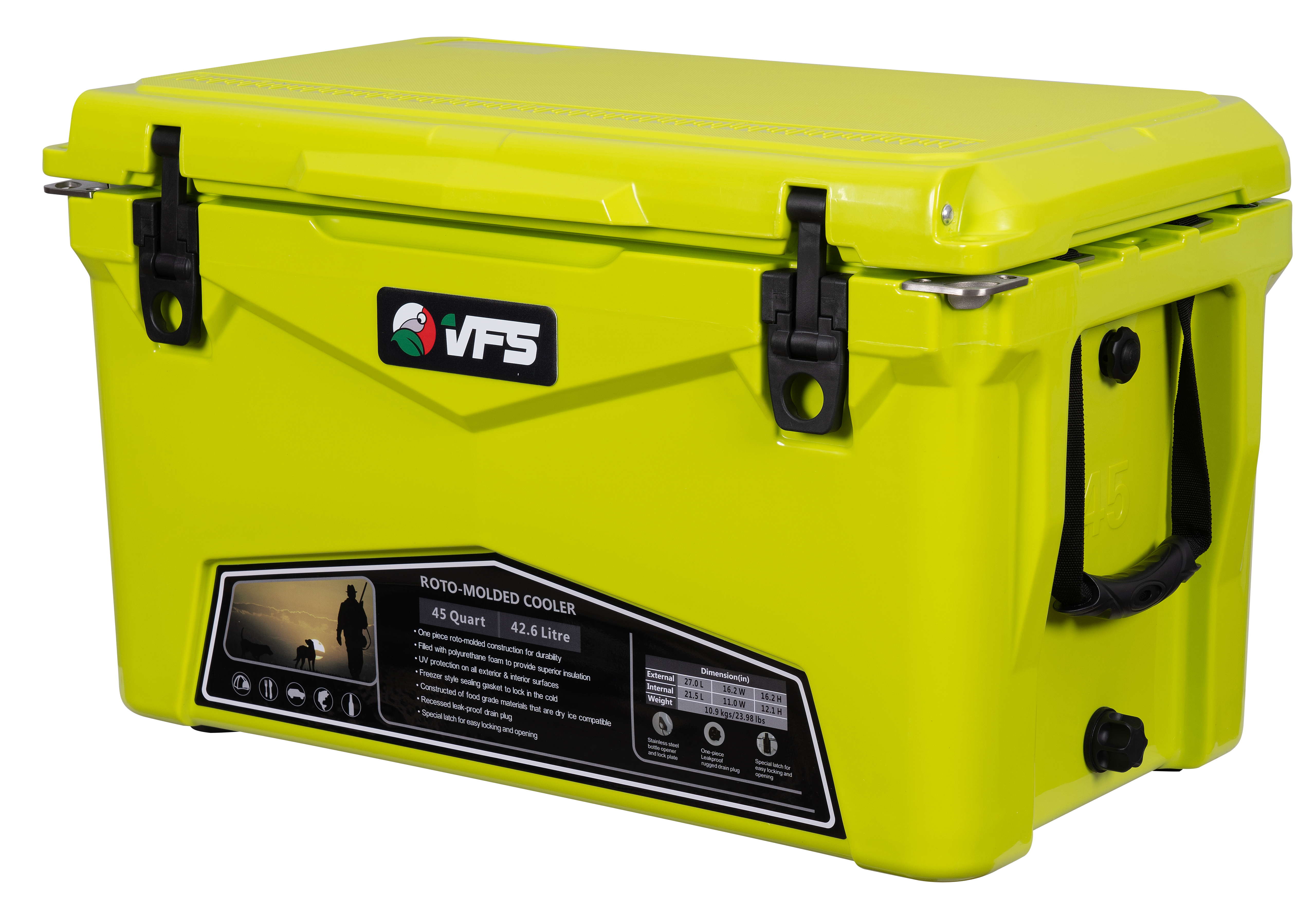 COOLER POLAR 45QT - YELLOW FLUO