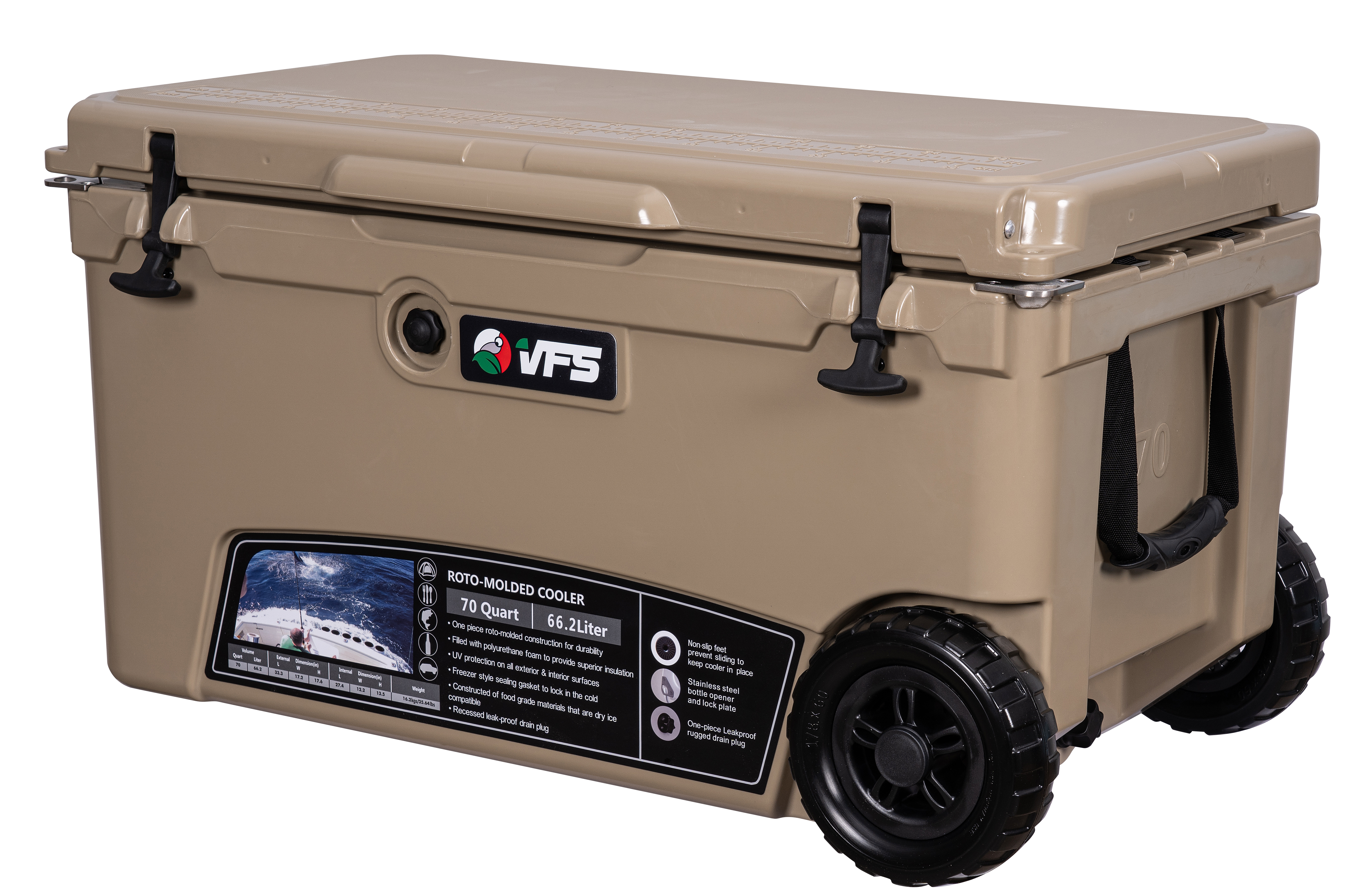 COOLER ICE 70QT CON RUEDAS - SAND