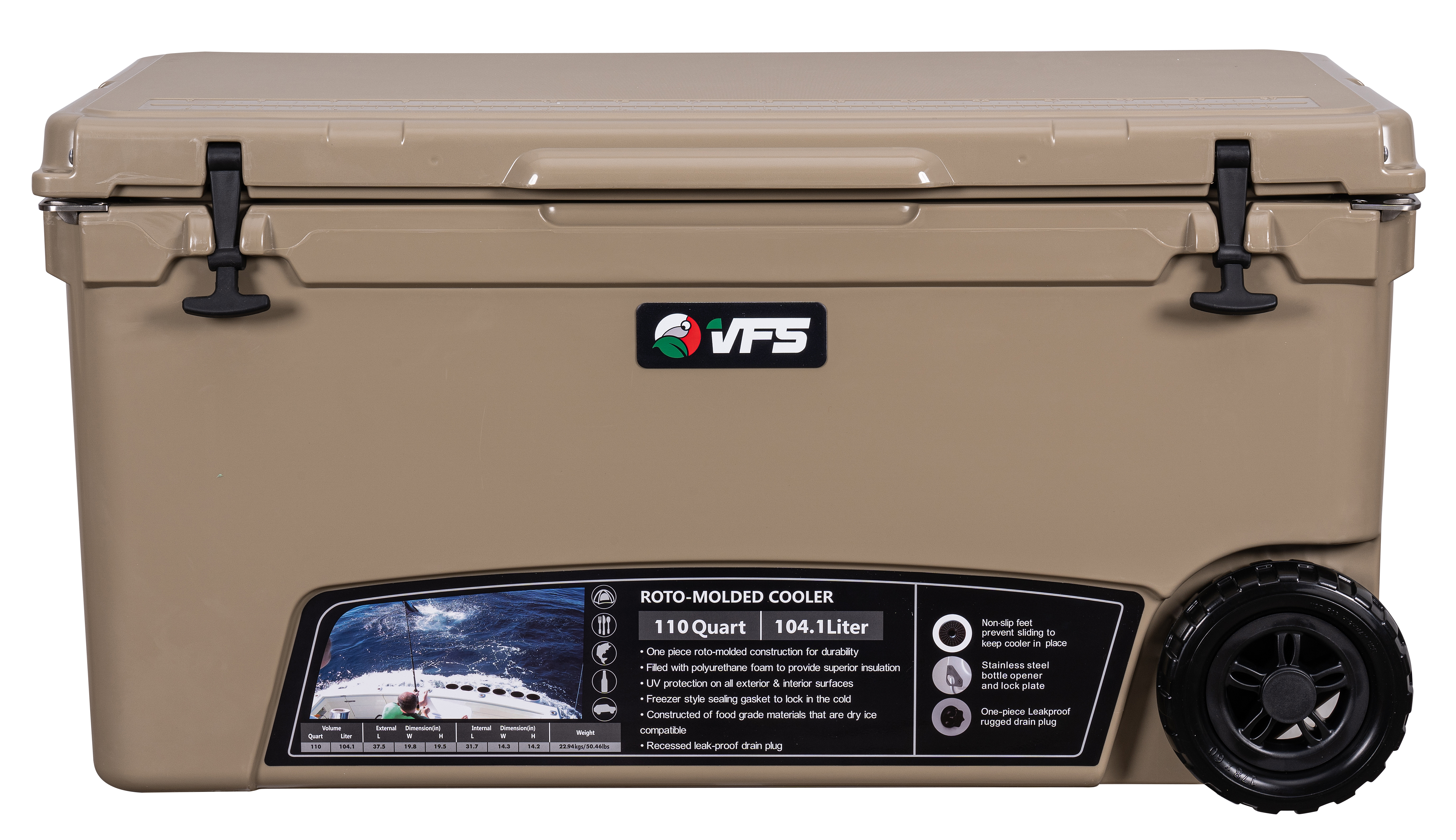 COOLER 110QT W/WHEEL - SAND