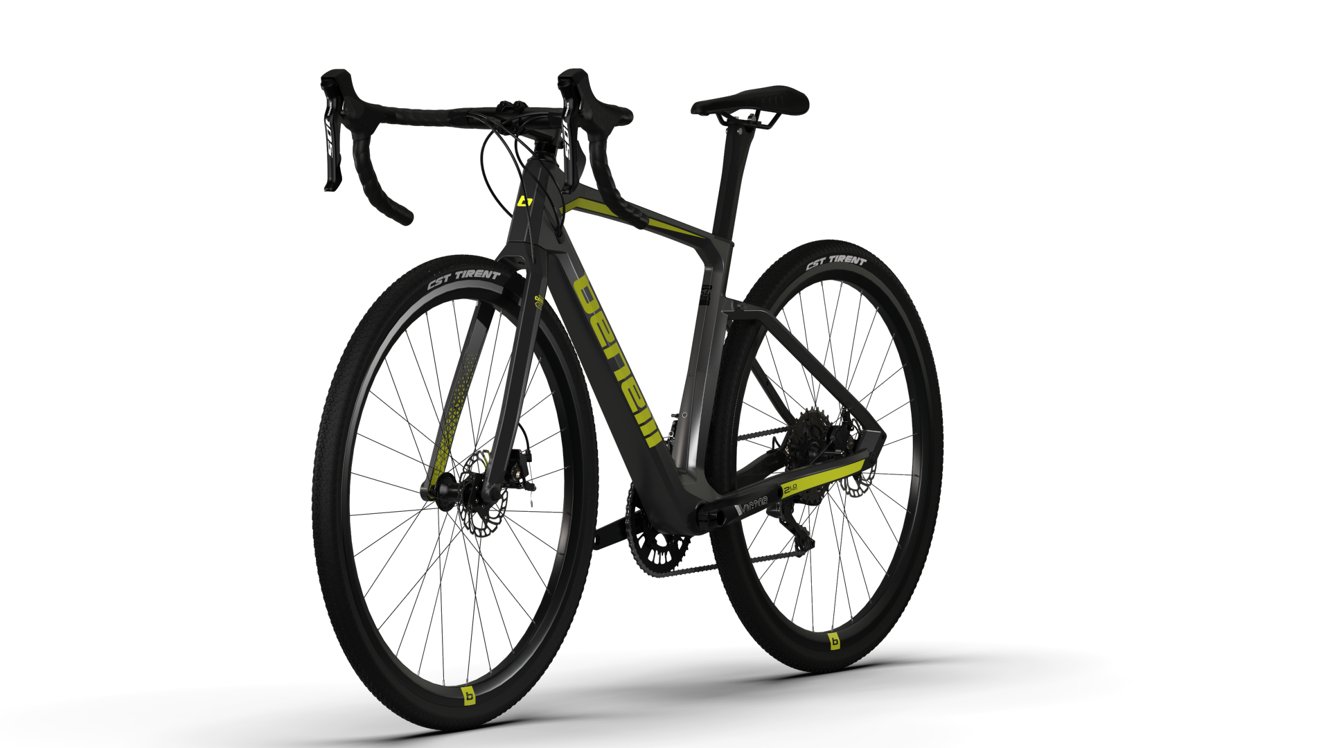 Bicicleta Gravel Benelli Carb. (G22 1.0 Pro Carb) Color Gris Oscuro/Amarillo Talla M