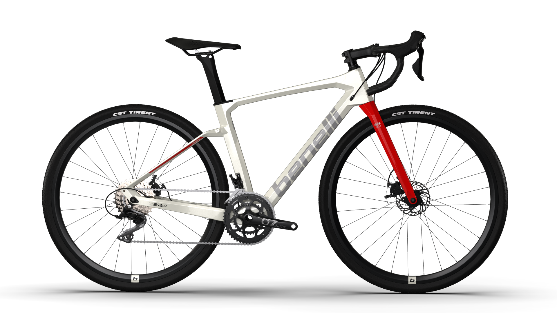 Bicicleta Gravel Benelli Carb. (G22 1.0 Adv Carb) Color Blanco/Plata Talla L
